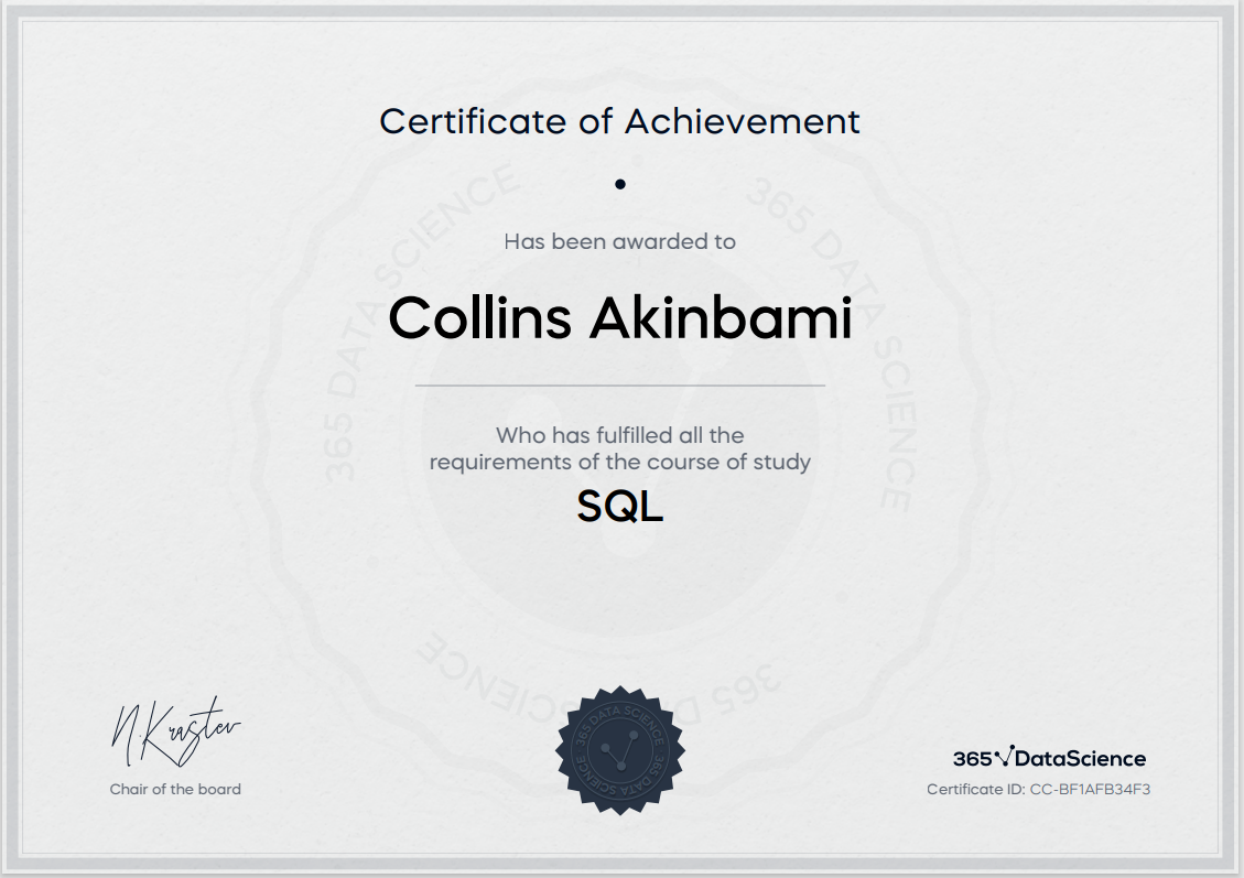 SQL Certificate